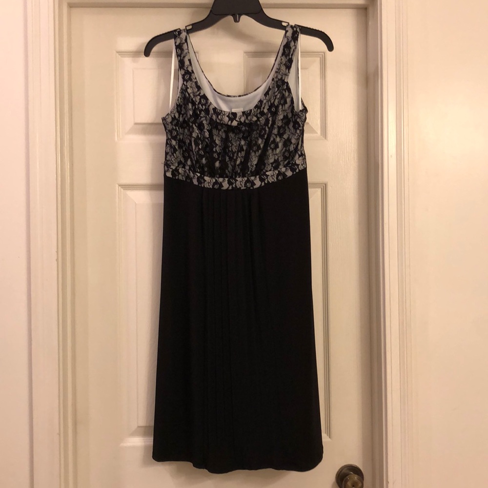 Black and white dress with lace overlay